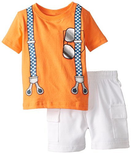 Kids Headquarters Baby Boys' Two-Piece Suspenders Print T-Shirt And Short Set