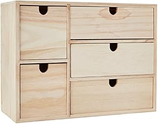 Artemio Wooden Storage Box with Drawers-Beige, 35 x 15 x 26 cm, Wood, Brown