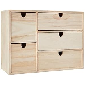 Artemio 14002158 Wooden Storage Box with Drawers, Brown, 35 x 15 x 26 cm