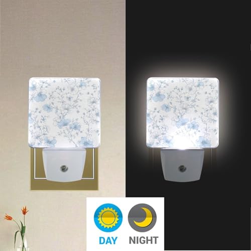 Lámpara de noche blanca pequeña con patrón floral miniatura 4