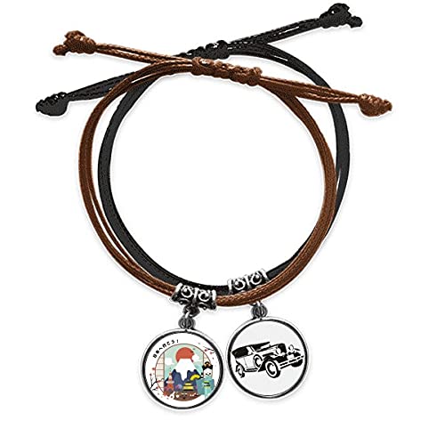 Bracelet volcan japonais haut de gamme fait main en cuir et corde