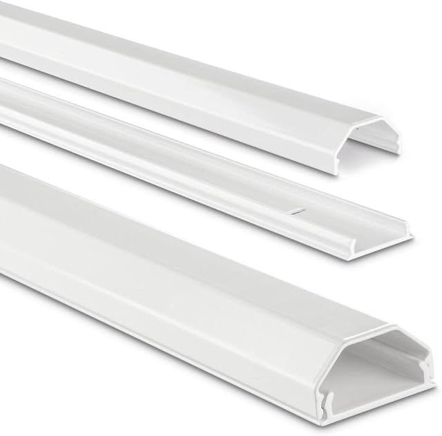 Hama Stabilny kanał kablowy z aluminium, biały (długość 1,1 metra, na 5 kabli, wytrzymała prostokątna metalowa osłona kabla)