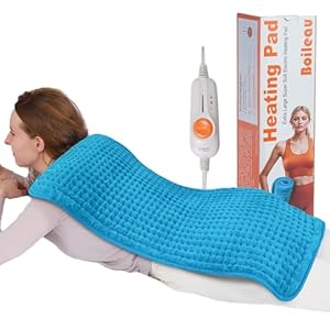 Boileau Electric Heating Pad for Back Pain and Period Cramps Relief, 17″x33″ Extra Large XXXL, 3 Heating Levels Heat Pad with 2-Hour Auto Shut Off, Gifts for Women and Mom, Blue