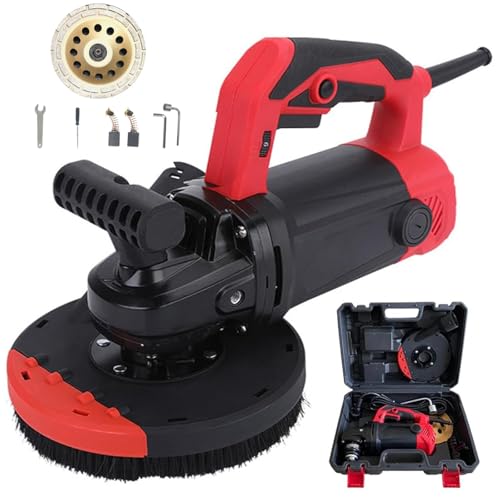 Concrete Grinding Machine, Wall Sander with 6 Speed Adjustment, 90° No Dead Angle, Diamond Disk for Grinding and Planing