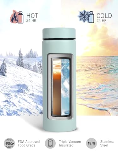 Image of NAUTICA Premium Leak-Proof Insulated Water Bottle - 1pc (Stern)| 500ml | Stainless Steel Flask with 24 Hours Temperature Retention | Ideal for Travel, Gym, Office Use Titanium Solid-LightGreen