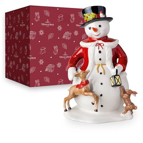 Villeroy & Boch Christmas Toys Memory Snowman, 9.5x9x14 in, Hard Porcelain, Multi-Color, Hand Painted
