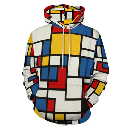Sweats à capuche printemps automne motif géométrique color-block unisexe