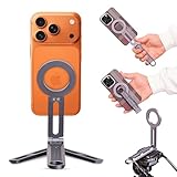 Upgraded 3-in-1 Magnetic Tripod Stand for iPhone 17/16/15/14/13/12 Pro Max Series – Strong Industrial N52 Magnets – Durable Aluminum Alloy Mini Tripod – Universal 1/4'-20 Mounting Hole – Foldable