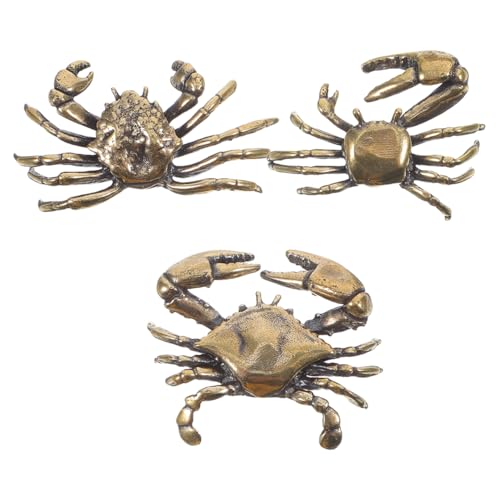 Set de 3 figuras de cangrejo de latón retro para decoración