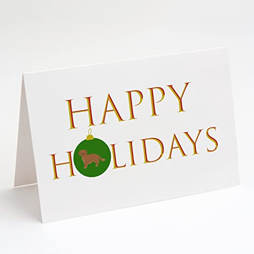 Caroline's Treasures CK9693GCA7P Small Greek Domestic Dog Happy Holidays Greeting Cards and Envelopes Pack of 8 Blank Cards with Envelopes Whimsical A7 Size 5x7 Blank Note Cards