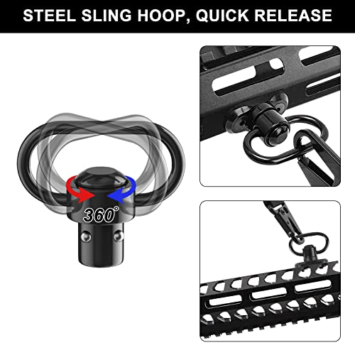 Hqda 2 Point Rifle Sling Quick Adjust With Heavy Duty Push Button Qd Sling Swivel,Push Button Quick Release Sling,Safe Sling Strap With Metal Hook Come With D Ring Loop For Outdoor #TOP3