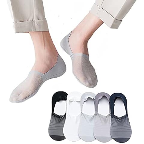 Wsedper 5 Pairs Ice Silk Silicone Non-slip Boat Socks Invisible Ultra Thin No Show Socks Summer Moisture Wicking Low Cut Socks (5Pairs) Cover