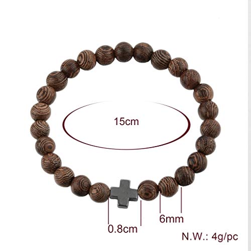 Christian Prayer Beads Bracelet – Wooden Beads & Cross – Multiple Sizes!2