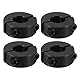 PATIKIL Geteilte Stellringe 12mm Langweilige 28mm OD 11mm Dicke, 4er Pack 45#Aluminiumlegierung Tiefenanschlagringe Klemm mit Gewindestift für die Maschinenbauindustrie, Schwarz