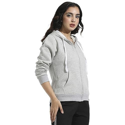 Image of PINACOLADA Women's Zip-Front Hoodie with Angled Open Pockets for Casual Wear | Hooded Neck | Long Sleeve | Zipper Closure | Cotton Sweatshirt Crafted with Comfort Fit for Everyday Wear