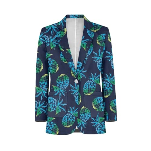 Mens Pineapple Blazer Classic-fit Business Suit Jacket with Pockets Button-Front Casual Knit Blazers for Valentines Day Date, Celebration Size S-5XL Machine Washable, Large3