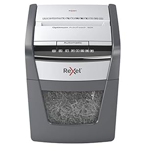 Rexel Optimum AutoFeed+ 50 x automatische papiervernietiger CH, 50 vellen, veiligheidsniveau P4, voor thuis/thuiskantoor, 20 liter afvalbak, met Zwitserse stekker, 2020050XCH