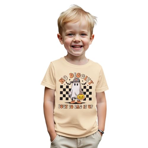 MODNTOGA Halloween Crewneck T-Shirt Toddler Boy Girl Pumpkin Ghost Graphic Shirt Baby Funny Letter Print Spooky Season Tops