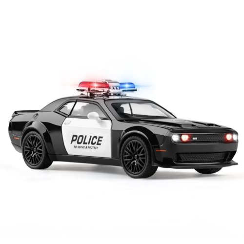 SASBSC Police Car Toy for Boys Age 3-12 1:32 Diecast Metal Toy Cars for Kids with Light and Sound Pull Back Car for 3+ Year Old Boys Birthday (Police-1:32 Scale)