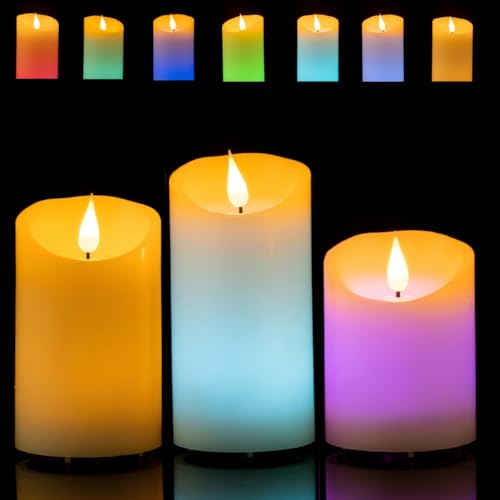 luzzup 12-Color Changing Flameless Candles, Battery Operated LED Candle with