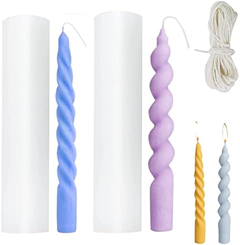 2pcs Spiral Taper Candle Mold,Long Twisted Silicone Candle Molds Pillar Candle Molds 3D Silicone Mold for Christmas Candlelight Dinner Valentine's Day Home Decoration (Color : Twist Taper1)