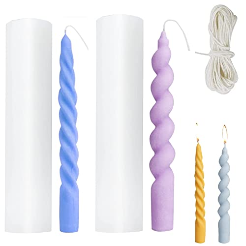 2Pcs Spiral Taper Candle Mold,Long Twisted Silicone Candle Molds Pillar Candle Molds 3D Silicone Mold For Christmas Candlelight Dinner Valentine's Day Home Decoration (Color : Twist Taper1) #TOP2