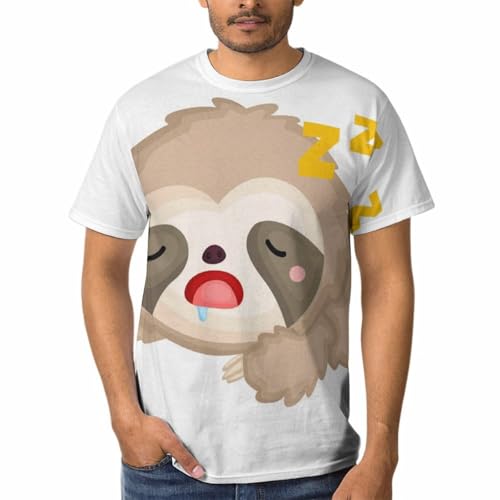 T-shirt homme col rond à manches courtes imprimé paresseux endormi