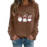 Sweatshirt Damen Sweater Elegant Basic Langarmshirt Weihnachtspulli übergroße Frühling Herbst Rundhals Lange Ärmel Pullover Frauen Langarm Oberteile Oversize Tunika Tops Shirts Loose Crewneck