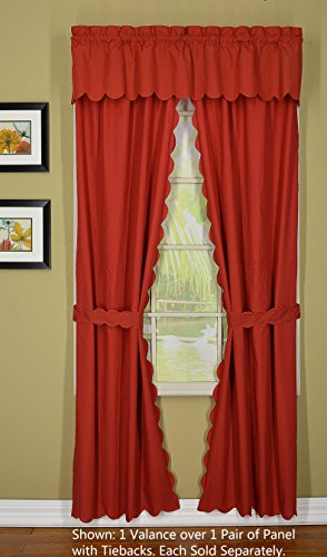 Today's Curtain Orleans 63" Panel Pair with Tiebacks Tambour Scallop Edge Curtain, Brick Red, 60" W x L (Pack of 1) - Image 4