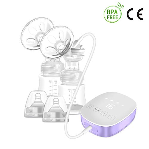 Baobe Tire-lait Electrique, Double pompage Avec Message et Fonction Mémoire Pompe d'Allaitement du Sein Avant Mains Libres avec Aspiration Réglable et 16 Niveaux et USB avec Ecran LCD à Ecran Tactile