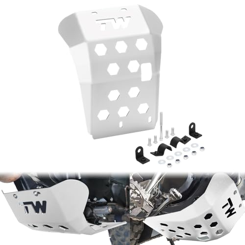 TW200 Skid Plate - Front Engine Bash Cover Guard Compatible with 1987-2025 TW 200 - Skidplate Thickness Enhancement with Engine Heat Dissipation Holes (Silver)