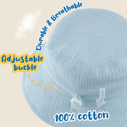 Image of Muslin Baby Sun Hat Sun Protection Baby Toddler Bucket Hats for Boys Girls
