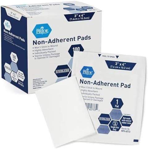 MED PRIDE Sterile Non Stick Pads for Wound Care and Wounds, Highl...