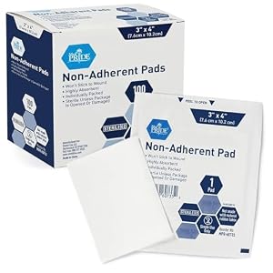 MED PRIDE Sterile Non Stick Pads for Wound Care and Wounds, Highly Absorbent, Painless Removal, Individually Wrapped (3×4 Inch (Pack of 100))