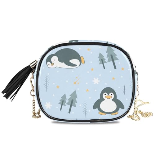 Sac pochette pingouin rigide pour protéger vos affaires avec chaîne et pompon