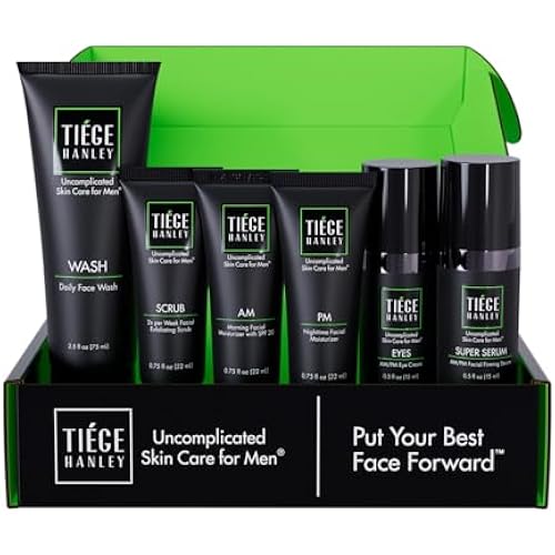 Tiege Hanley Anti-Aging Men's Skin Care Set, 30-Day, 6 Piece Kit