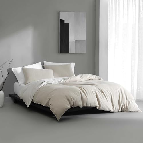 Calvin Klein - King Duvet Cover Set, Reversible Tencel Bedding with Matching Shams, Oeko-Tex Certified (Flax Beige, King)