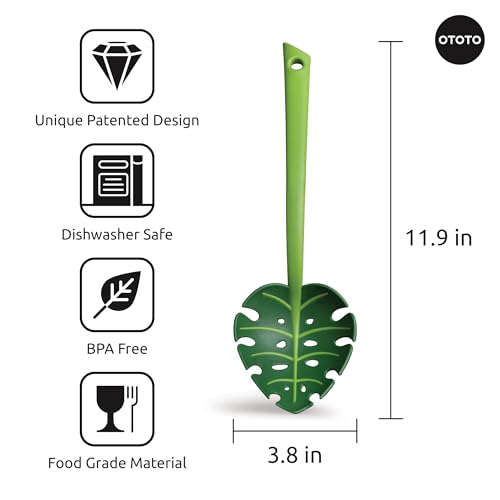 OTOTO Pasta Spoon - Spaghetti Spoon, Pasta Fork, Pasta Server, Monstera Ladle - Dishwasher Safe & Heat Resistant - Fun Kitchen Gadgets, Unique Gifts for Cooking (Jungle Spoon) - Image 3