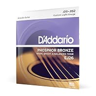CORROSION-RESISTANT, PRECISION WOUND: D’Addario Phosphor Bronze acoustic guitar strings are precision wound with phosphor bronze wrap wire, over a hexagonal high-carbon steel core. WARM, BALANCED TONE: Phosphor Bronze wrap wire provides tried-and-tru...