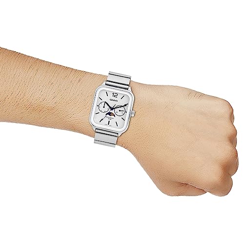 Casio Analog White Dial Men's Watch-MTP-M305D-7AVDF Stainless Steel, Silver Strap - Image 5