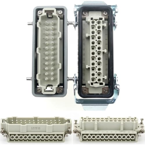 Conector HDC-HE-24 rectangular de alta resistencia y acoplamiento impermeable de 16 A 4