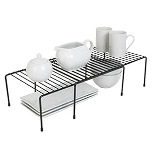 Smart Design Expandable Storage Rack – Scratch Resistant Feet – Metal Wire – Kitchen Counter, Bathroom Medicine Organizer, Dish, Plate Display Shelf, Sink Cabinet, Cupboard Riser – 16 x 32.5 – Black