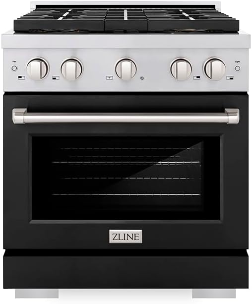 ZLINE 30 in. 4.2 cu. ft. Paramount Dual Fuel Range with 4 Burner DuoPro™ Cooktop and Electric Convection Oven with Black Matte Door (PSDR-BLM-30)
