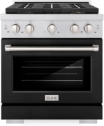 ZLINE 30 in. 4.2 cu. ft. Paramount Gas Range with 4 Burner DuoProTM Cooktop and Convection Gas Oven with Black Matte Door PSGR-BLM-30