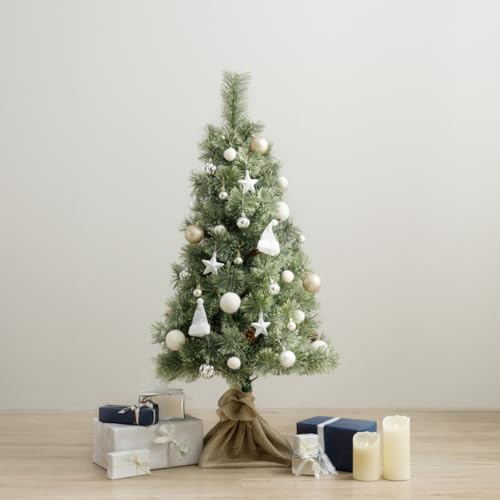 オーナメント付きクリスマスツリー120cm ホワイト CRT-MDC-tr01-st