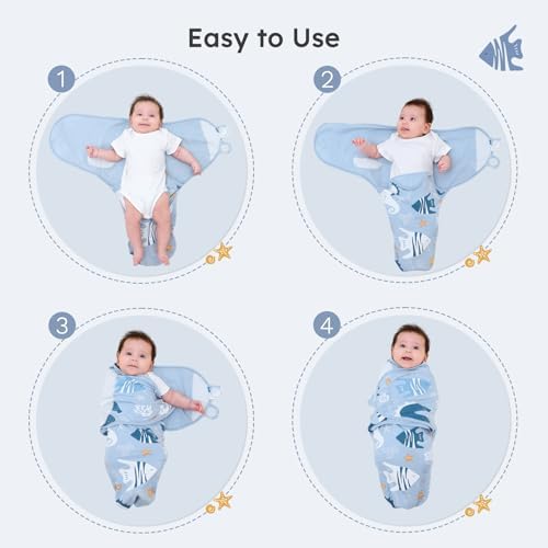 Yoofoss Baby Swaddles for Newborns 100% Organic Cotton, Adjustable Swaddle Sleep Sack 0-3 Months Newborn Swaddle Sack, Breathable Soft(Small)