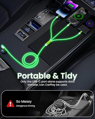 Image of Opluz USB C Cable, Colorful Gradual Light up Multi Charging Cable 3 in 1 Type C Charger Fast Charging 60W Led USB Type C Cord Compatible with iPhone 17 /16 /15 /14 /13 /12 /11, Galaxy,pad,Pixel 4FT - Green