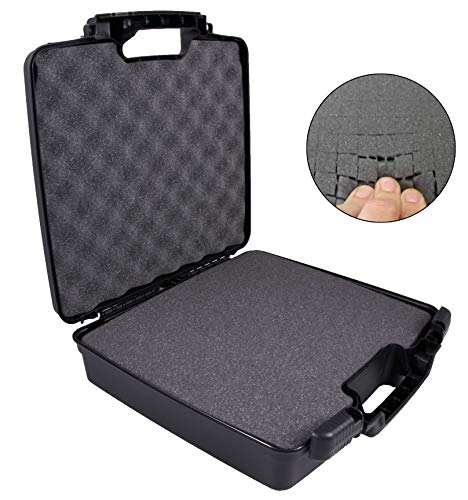 CASEMATIX Hard Travel Case with Foam and Padlock Rings - Customizable Foam Fits Pico Mobile Projectors, Recorders, Microphones and More Small Electronics & Accessories up to 13.25" x 10.5" x 2"