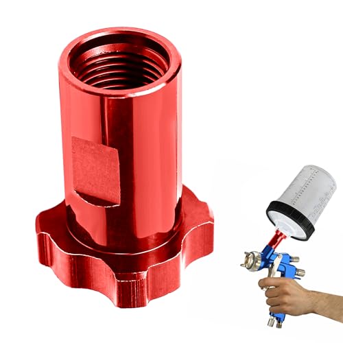 Image of Hovom Car Spray Gun Cup Adapter, 16mm Thread 1.5mm Pitch Master Elite Paint System MPS Female Adapter, Spray Gun Paint Cup Adapter Fits PRO-33, PRO-44, PRO-88 HVLP Spray Guns (Red+Internal Thread)