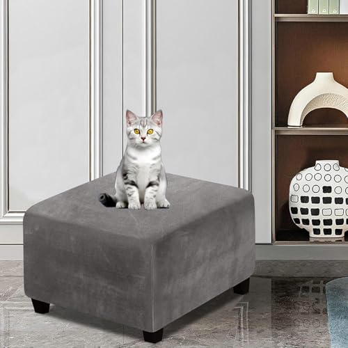 Funda protector de muebles de salón en terciopelo negro para puf cuadrado 3